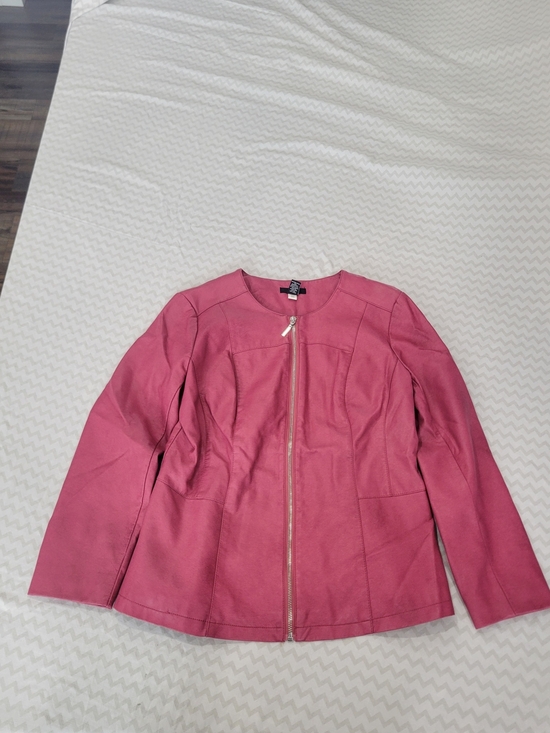 Alfani Jackets & Blazers - Alfani Dusty Rose Zip-Front Faux Leather Jacket Size Small